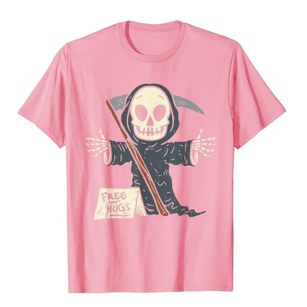 Free Hugs Grim Reaper Funny Pun Scary Halloween Costume Boys T-Shirt Birthday Cotton Tees Gift Coupons T Shirts