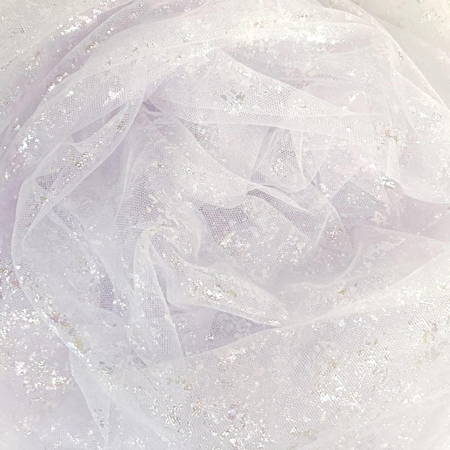 

moonfarm Sparkly Glitter Tulle 2m x 155cm Colorful Lace for Crafts and Costumes 7-Color Fabric, Wide, (White) белый