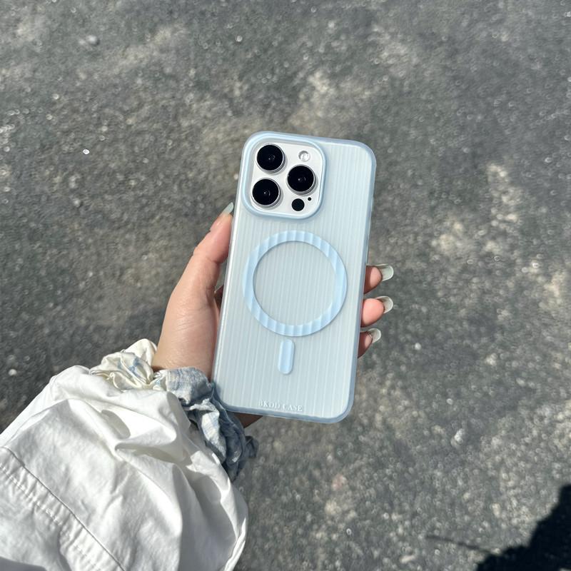 Applicable To IPhone 16 Corrugated Magnetic Suction Mobile Phone Case Matte Apple 15 ProMax Suitcase Full Cover 14 Protective Case
