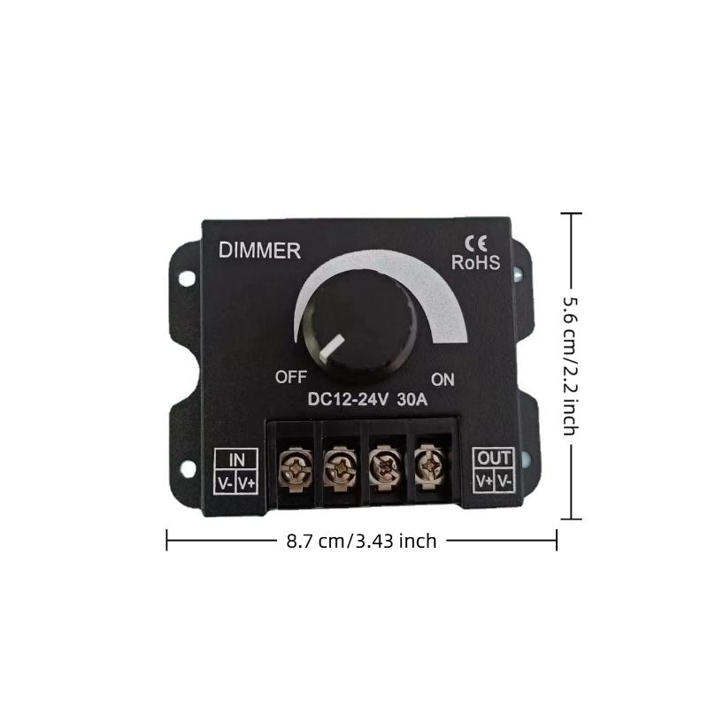 Dc 12V 24V 30A Pwm Dimming Controller Knob Adjust Rotary Brightness For Single Color Led Controller Dimmers