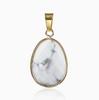 Natural Gemstone Drop Pendant Gold Edge Gemstone Faceted Oval Charm Semi-precious Crystal Necklace Pendant Amethyst Quartz Agate