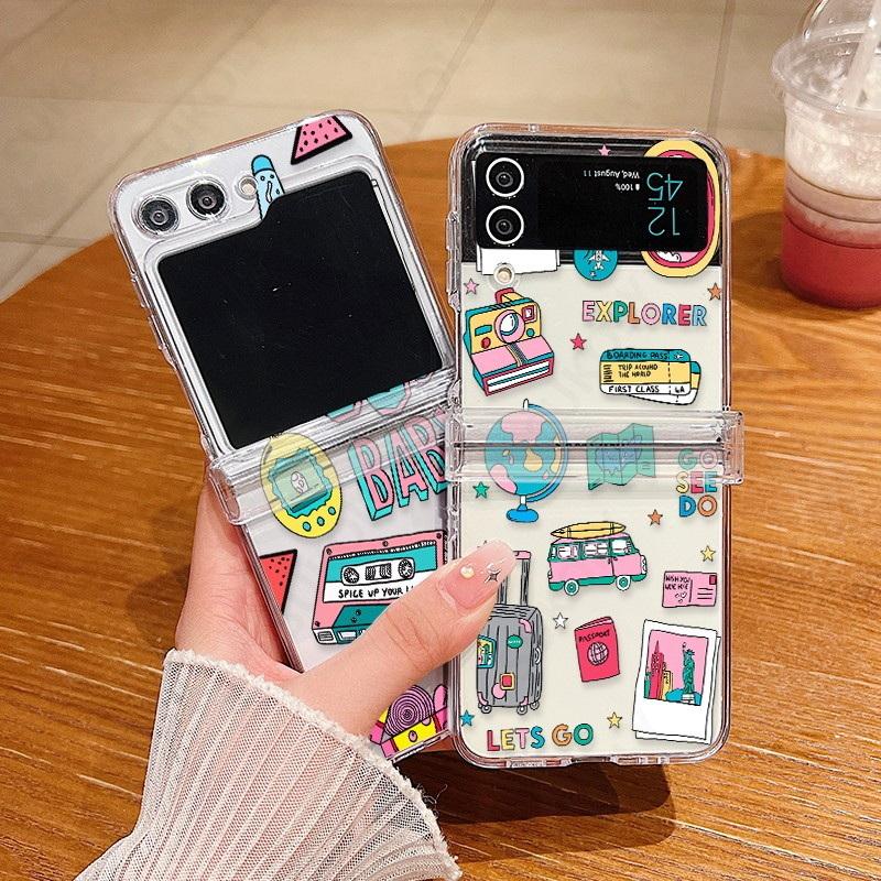 Creative Case For Samsung Galaxy Z Flip 7 5 4 6 3 5G Fashion Personalized Hard Folding Case For Galaxy Z Flip5 Flip4 Flip6 Flip7