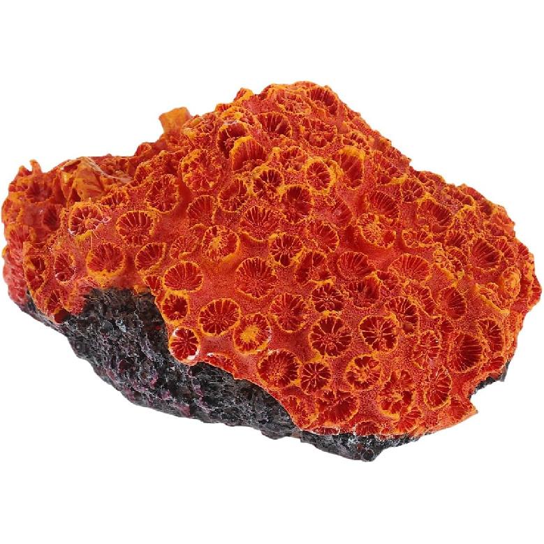 balacoo Aquarium Fish Tank Decorations: Artificial Coral Reef Decor Orange Plant Resin Landscape Decor for, Salt Water