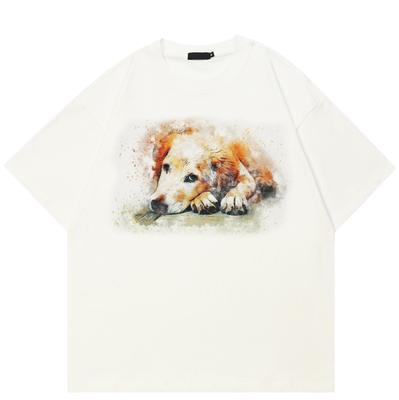 Streetwear Golden Retriever Grafik T-Shirt Baumwoll-T-Shirt Unisex Oberteile T-Shirts Sommer Kurzarm T-Shirt