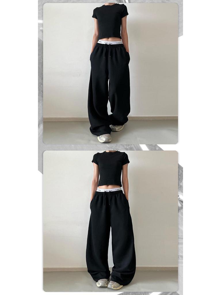 LKTM Unisex Grey Casual Wide-Leg Sweatpants