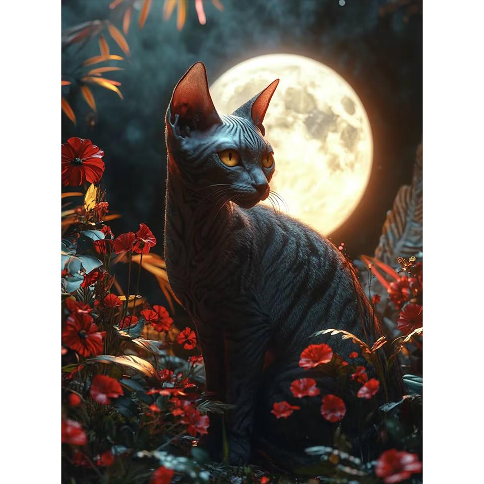 New Arrivals Diamond Embroidery Animal Kit Diy Drill Painting Cat Full Mosaic Moon Home Decor Art Handmade Gift