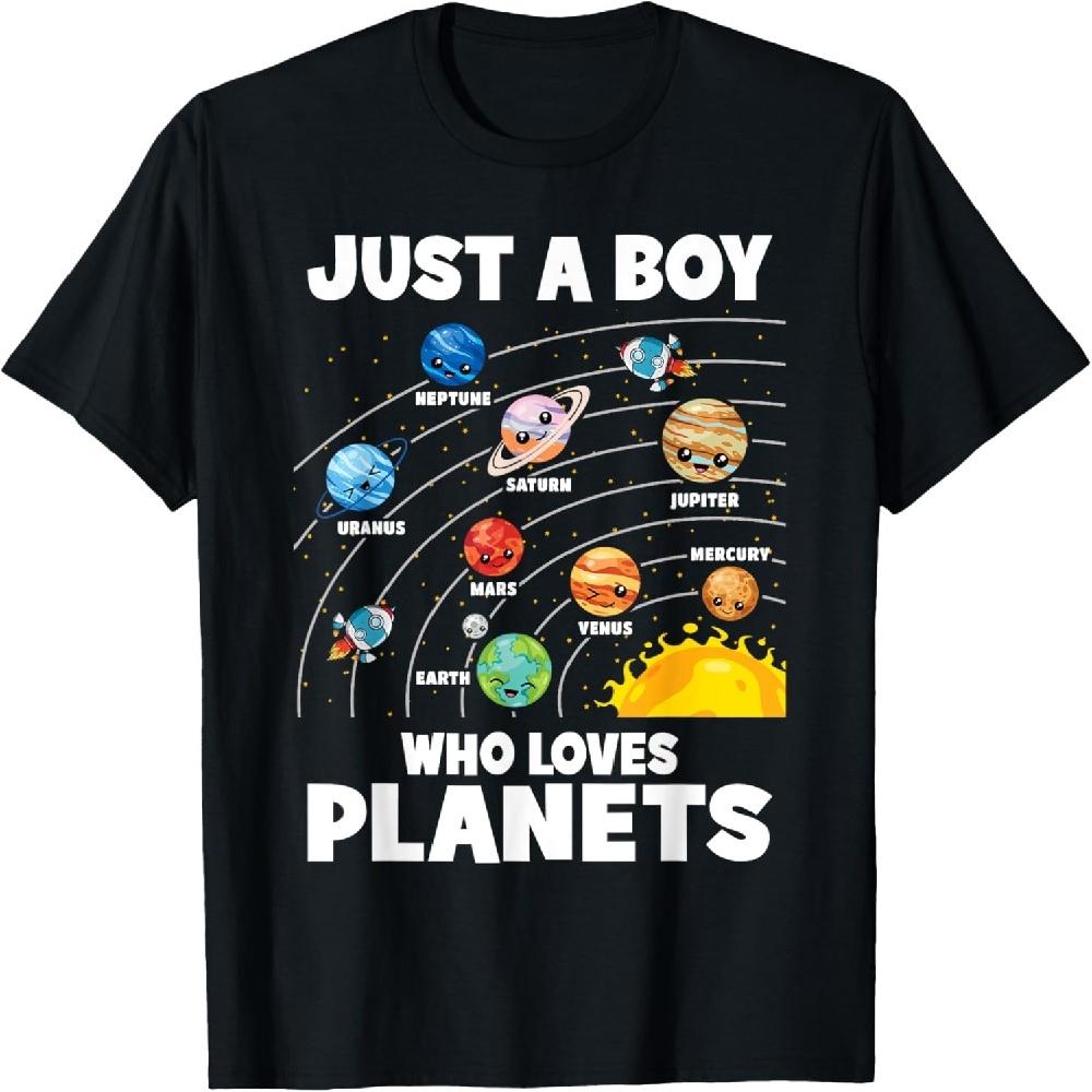 

Just A Boy Who Loves Planets Solar System Astronomy Space T-Shirt XXXXXL чорний