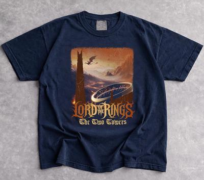Vintage The Lord of the Rings Shirt, Retro The Two Towers Graphic Tee, One Ring Mordor Tshirt, JRR Tolkien Book Fan Gift, Oversized Film Tee