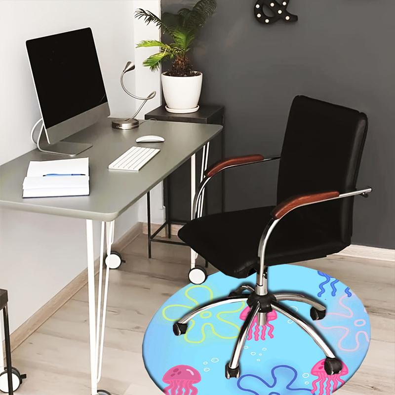 1pc Jellyfish underwater ocean sea marine Round carpet, Made of Polyester,Perfect for Decorating Office Chairs, Living Rooms, Vibrant Decorative Rug