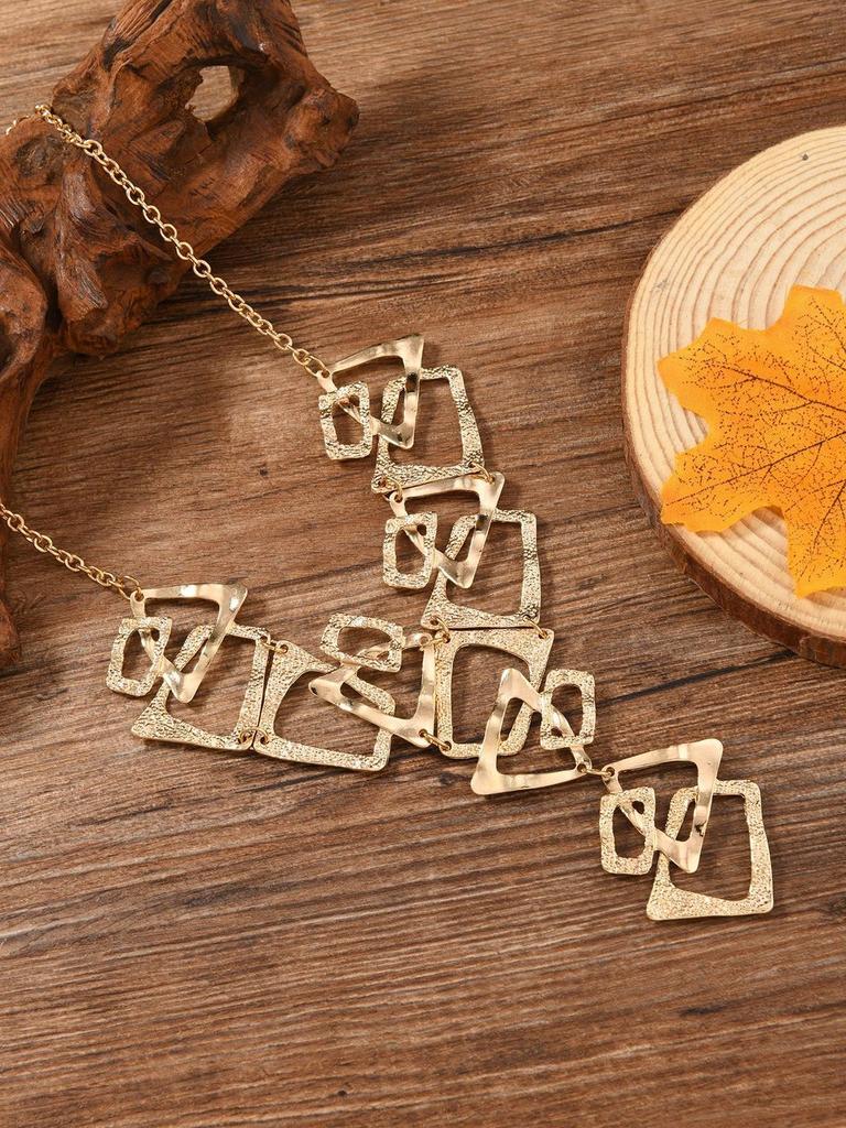 Exaggerated Fashion Accessory Geometric Triangle Rectangular Necklace Hollow