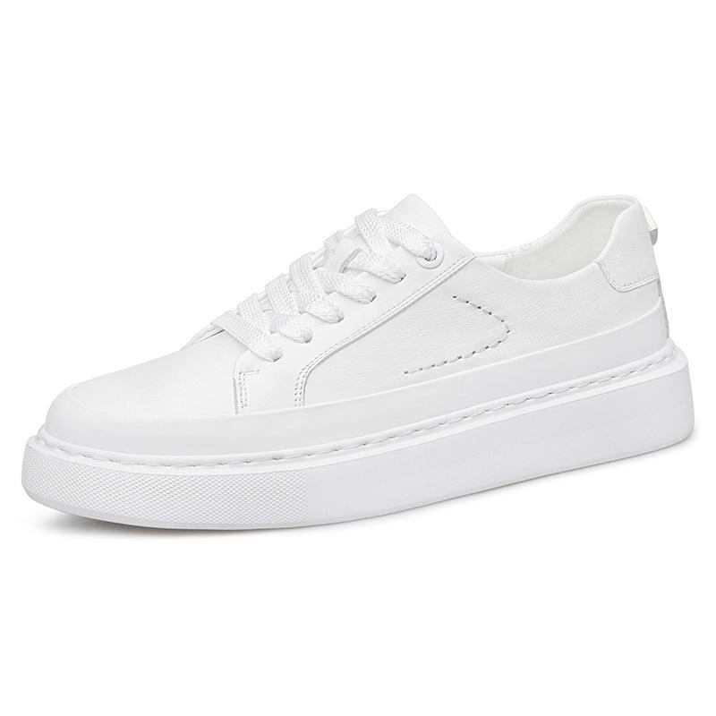 Spring Trendy Thick Sole Height-Increasing Cowhide Sneakers for Couples 45 белый
