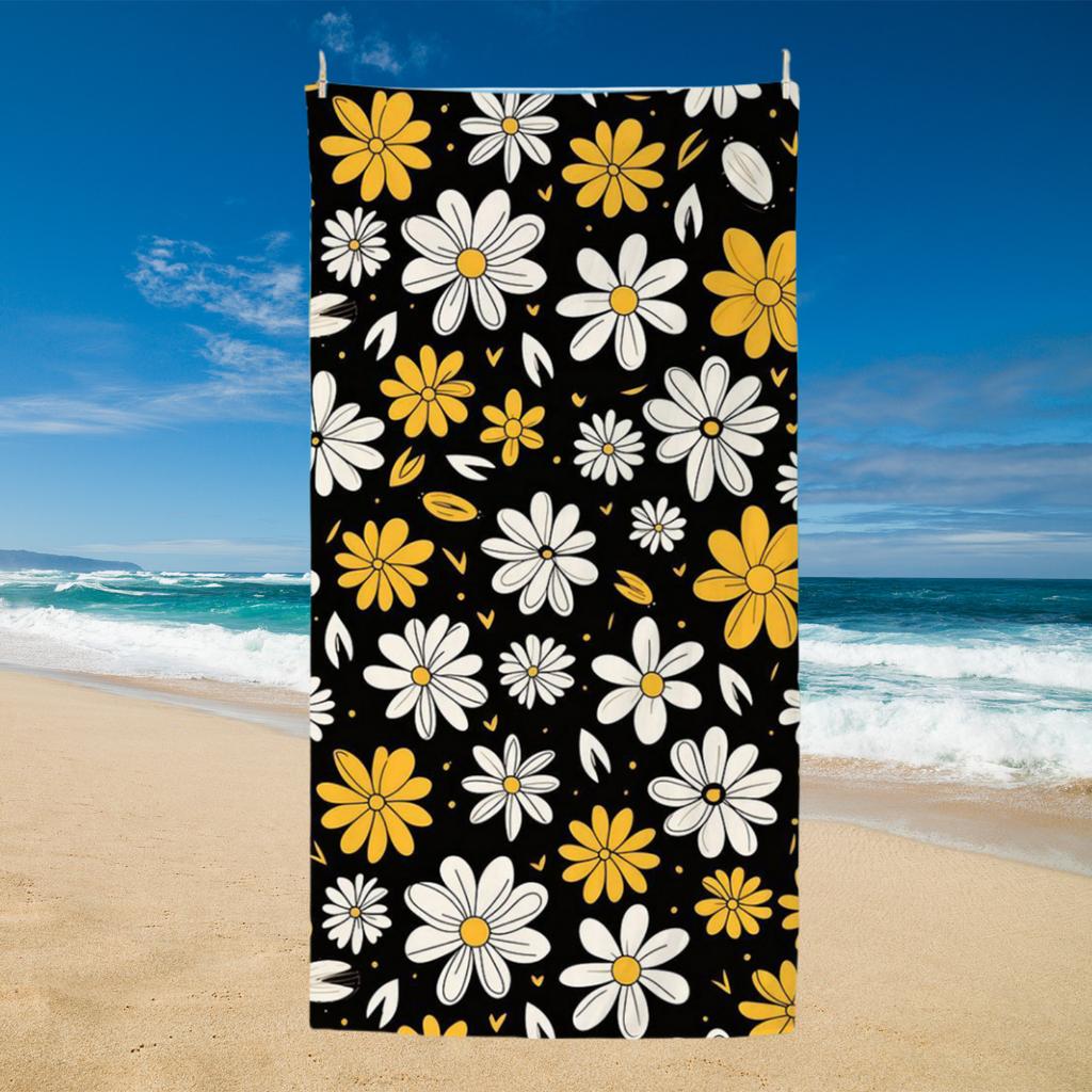 Ins-Style Flowers Beach Towel, Digital Printing Thin Quick-Dry Anti-Sand Microfiber Lightweight for Swim Yoga Travel Gym Gift
