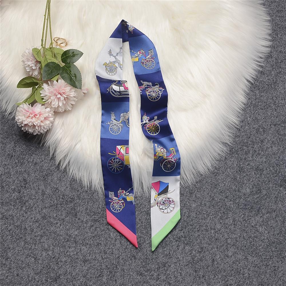 New Plaid Carriage Bag Scarf Design Women Luxury Silk Scarf Fashion Headwear Skinny Hair Scarves Neckerchief