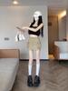 Khaki High-Waist Slim Short Skirt for Women - 2023 Autumn American Style