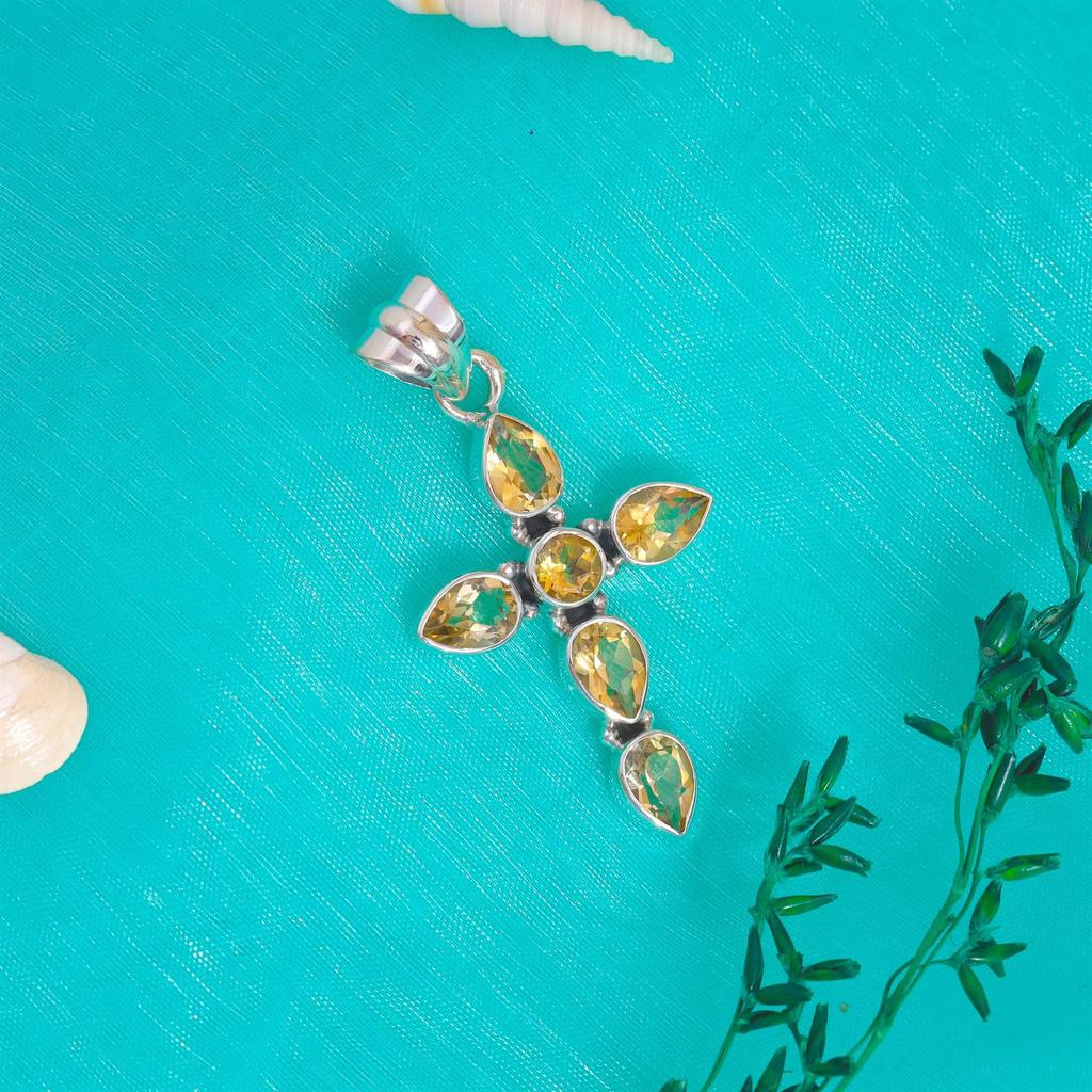 Sterling Silver Gemstone Cross Pendant: God's Jewelry