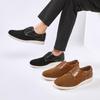 2024 British Style Men's Retro Derby Shoes: Genuine Leather, Round Toe, Lace-Up, Frosted Cow Suede for Spring & Autumn.