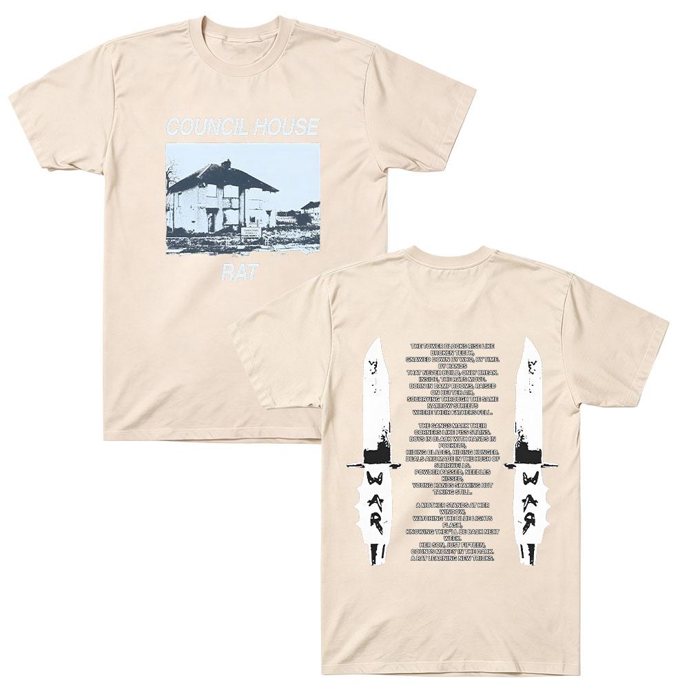 Esdeekid Merchtee Council House Rat T-Shirt Retro Vintage Print Cotton Tshirt Women Men Fashion Casual Short Sleeve O Neck High Quality Tops
