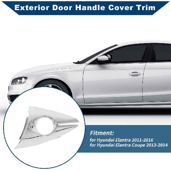 Front Left Exterior Door Handle Cover for Hyundai Elantra 2011-2016, for Hyundai Elantra Coupe 2013-2014 No.826523X010 Lock Bezel Cover Cap Silver