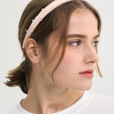 SORRY ZU VIEL LIEBE Perlen-Edelstein Durchsichtiges Satin Haarband_Pink