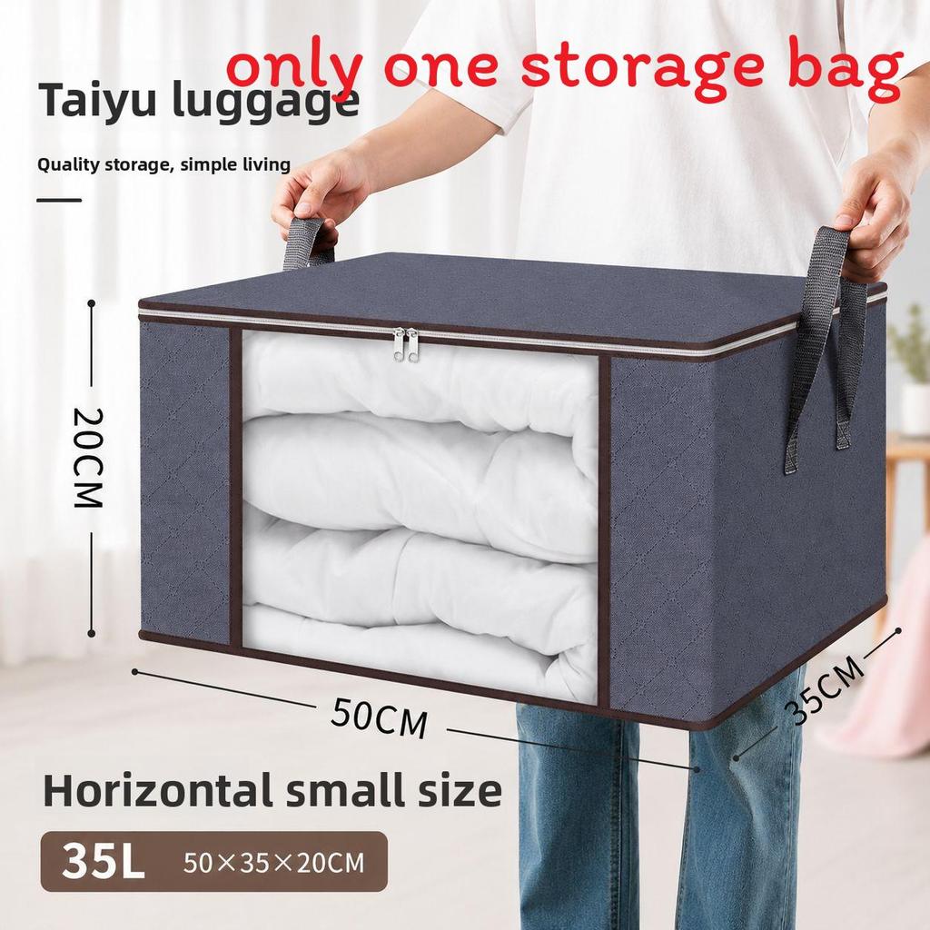 Large Capacity Cotton Quilt Storage Bag With Transparent Window For Bedroom Organization