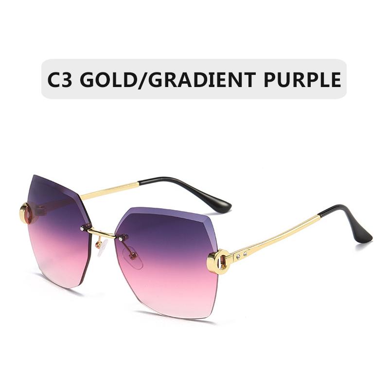 Mode Übergroße Randlose Sonnenbrille Damen Berühmte Luxusmarke Design Sexy Vintage Dame Sommerstil Sonnenbrille
