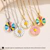 Versatile Daisy Sunflower Pendant Necklace with Cross-border Drip Glaze and Creative Clasp Design