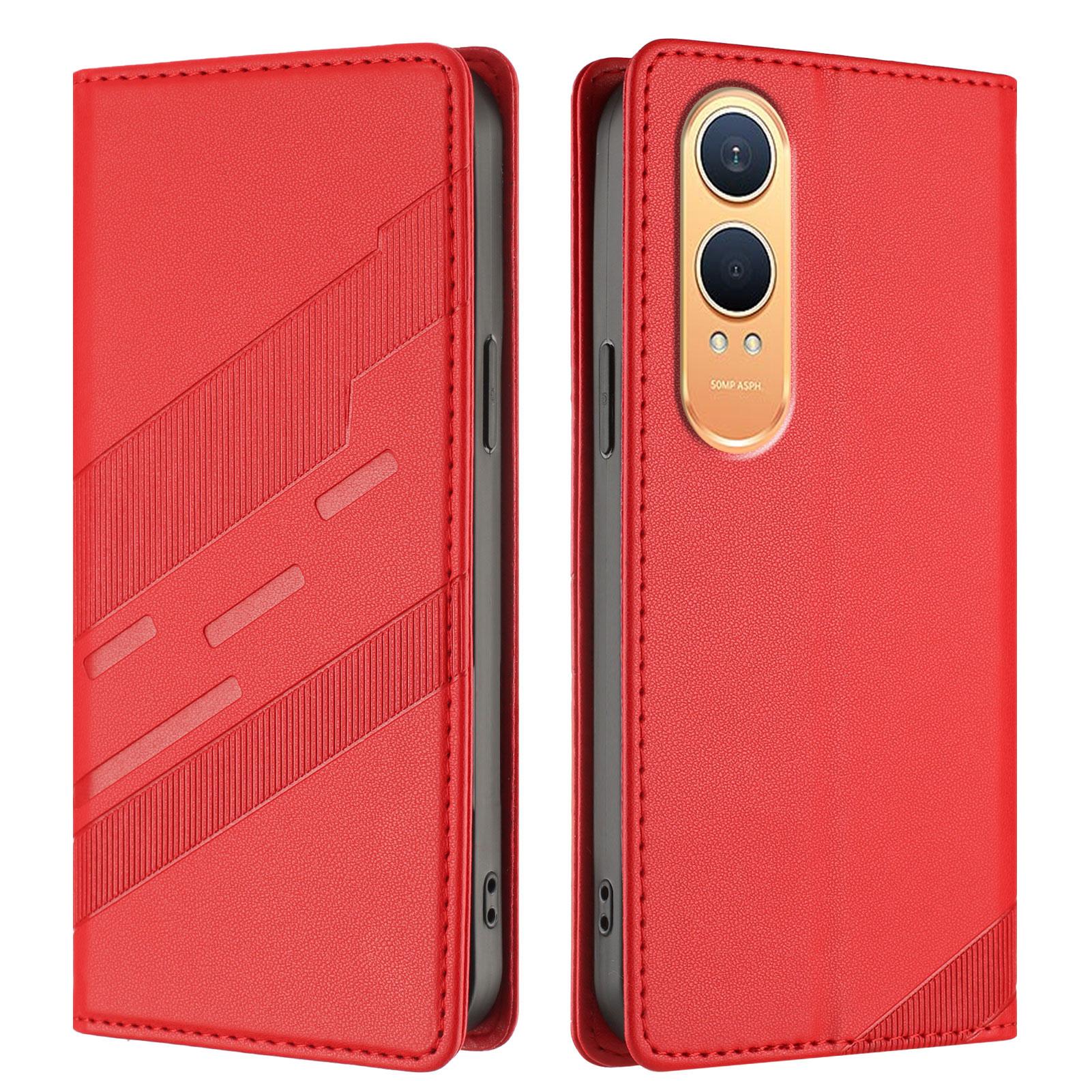 

For OnePlus Nord CE4 Lite 5G Phone Cases Punk Style Imprinted Wallet Stand Leather Cover Red