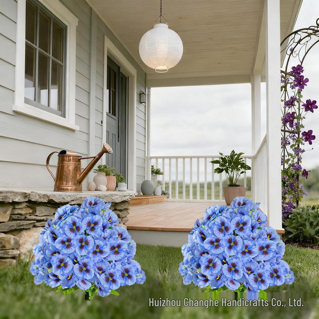 Künstliche Stiefmütterchen Schmetterlingsblume Gartenspieß für Außendekoration