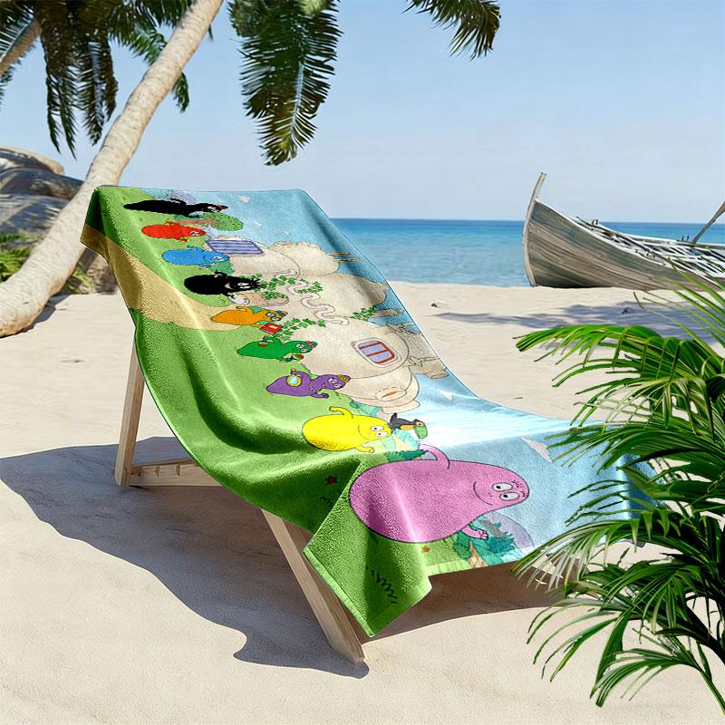 Barbapapa Print Beach Towel, Large Soft Quick Dry Towel for Beach Camping Swimming