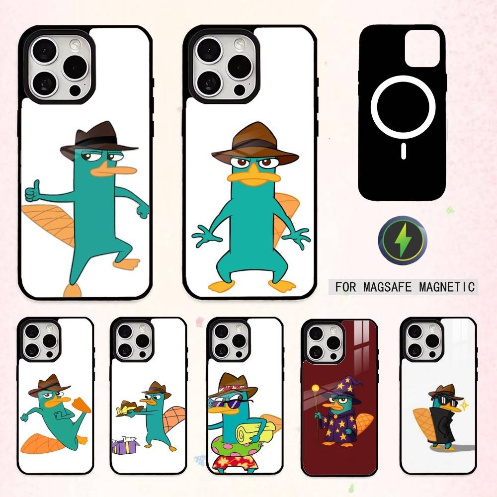 cute Cartoon P-Perry The P-Platypus Phone Case For iPhone17,16,15,14,13,12,11,Pro Max Magnetic For Magsafe Wireless Charging