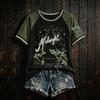 Women's Halloween V-Neck Short Sleeve T-Shirt Casual Printed Top