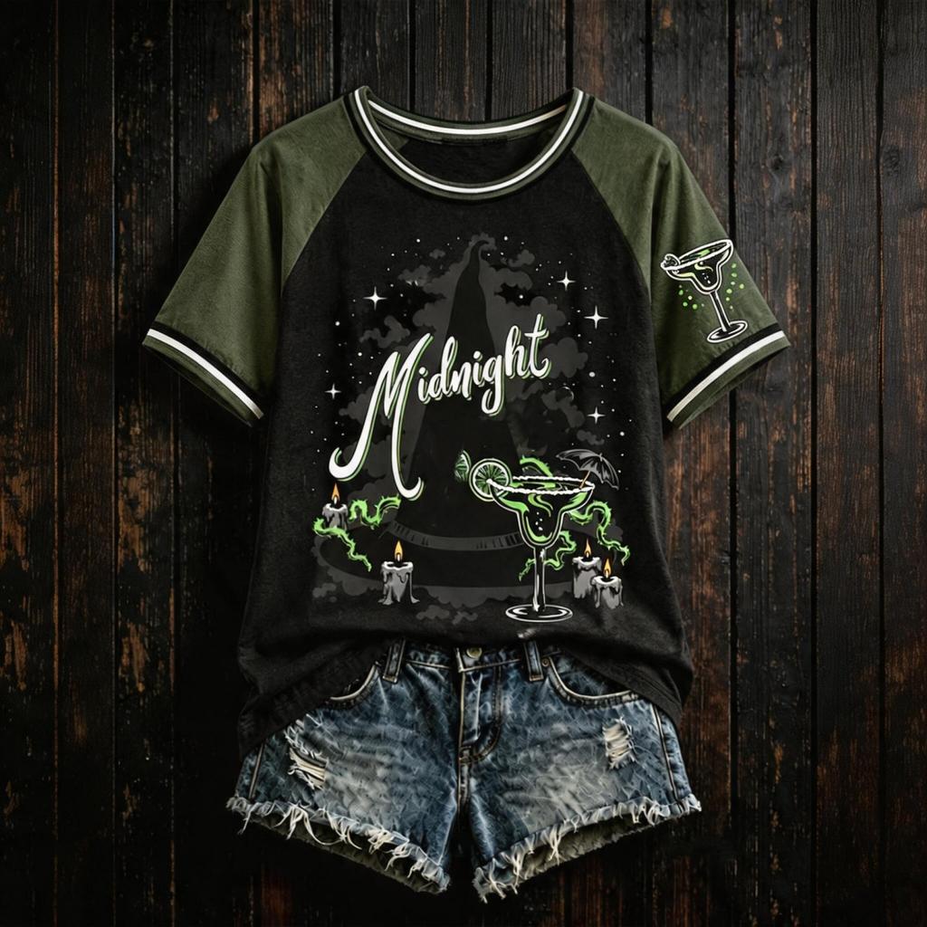 Women's Halloween V-Neck Short Sleeve T-Shirt Casual Printed Top