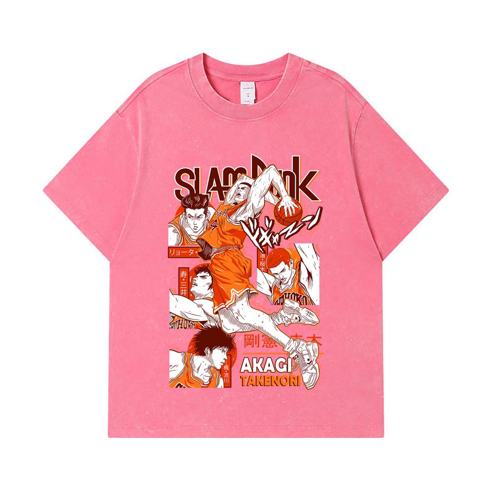 275 GSM Washed T-shirts 100% Cotton Slam Dunk V1 Akagi Print Unisex Heavy Cotton T Shirt