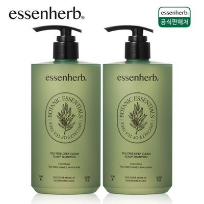 Essenherb Tea Tree Deep Clean Scalp Shampoo 500ml+500ml, 2 Pcs.