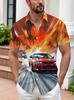 Casual Everyday Wear In Hawaii, Men'S Short-Sleeve Shirt with a 3D Racing Car Pattern Design