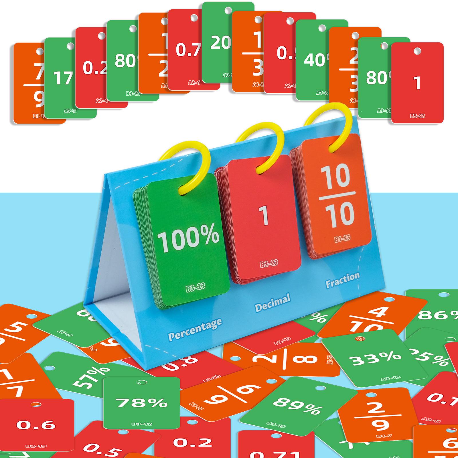 

Early Education Flash Cards for Math Concepts: 69 Cards Teaching Decimal Percent Conversion for Cognitive Development
