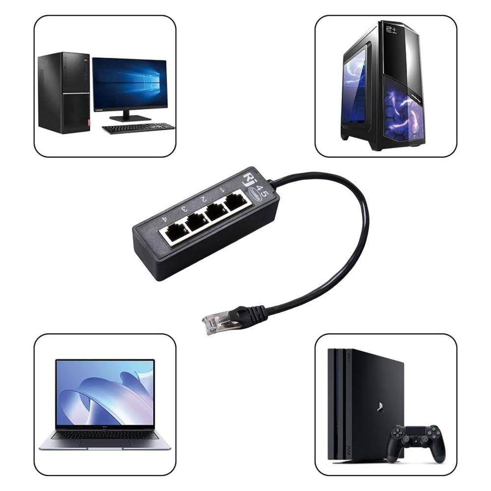 1 to 4 RJ45 Network Expansion Adapter LAN Ethernet Male to Female Networking Splitter