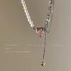 Pink zircon love splicing isn't collarbone chain sweet cool chain
