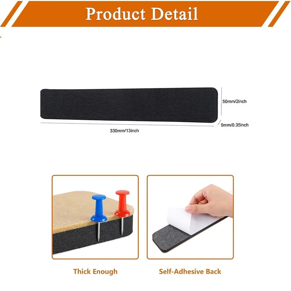 8Pcs Felt Pin Board Bar Strips Self-Adhesive Lightweight Bulletin Board Strips For Memo Schedule Photo Display Wall Decoration