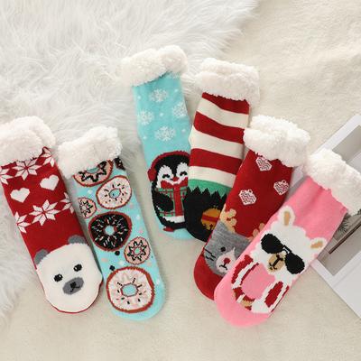 Women's Winter Thick Slipper Socks with Grippers Non Slip Warm Fuzzy Socks With Soft Fleece Lined Home Grips Socks for Women Fluffy Slipper Socks