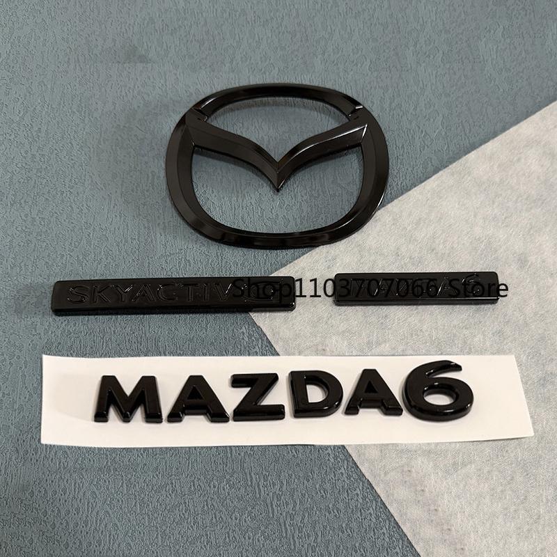 3D ABS Car Front Grille Emblem Tailgate Badge For MAZDA 6 2020 2021 2022 Auto Grille Rear Trunk Black Logo Sticker Accessories