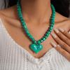 Choker Women Clavicle Necklace Round Bead Sweater Chain Acrylic Love Heart Necklace  Spring Summer