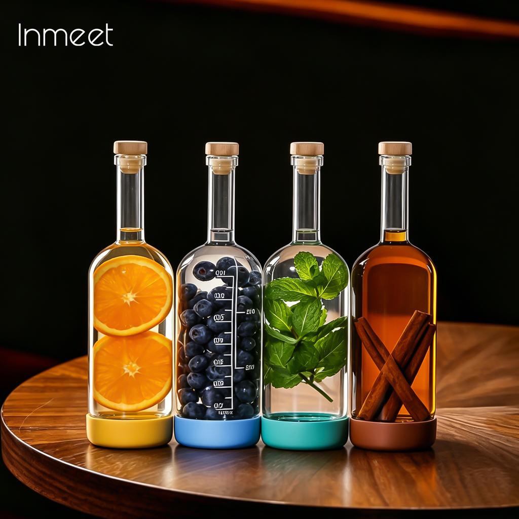 2PCS 800ml Inmeet Creative Bubble Wine Bottle Bar Juice Cocktail Oil Bottle with Scale Bartender Supplies