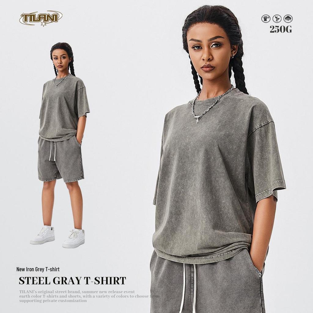 TILANI Men's Retro Washed Cotton Short-Sleeve T-Shirt