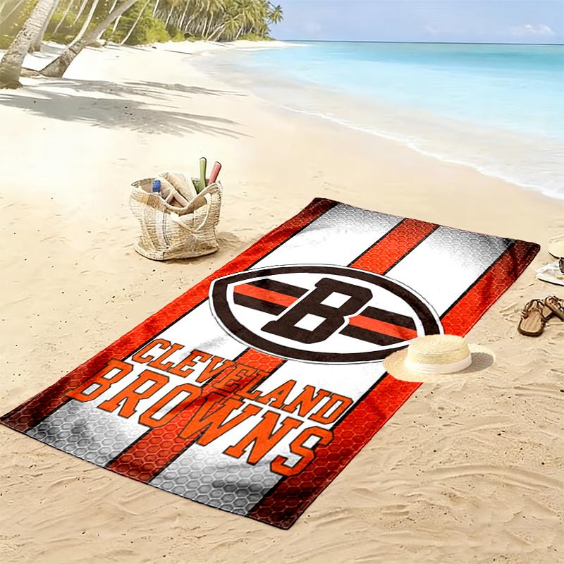 Cleveland Browns Print Beach Towel, Large Soft Quick Dry Towel for Beach Camping Swimming