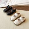 2026 Spring/Autumn Girls' Leather Bow Lace Princess Shoes - Non-slip Stylish Single Shoes for Little Girls