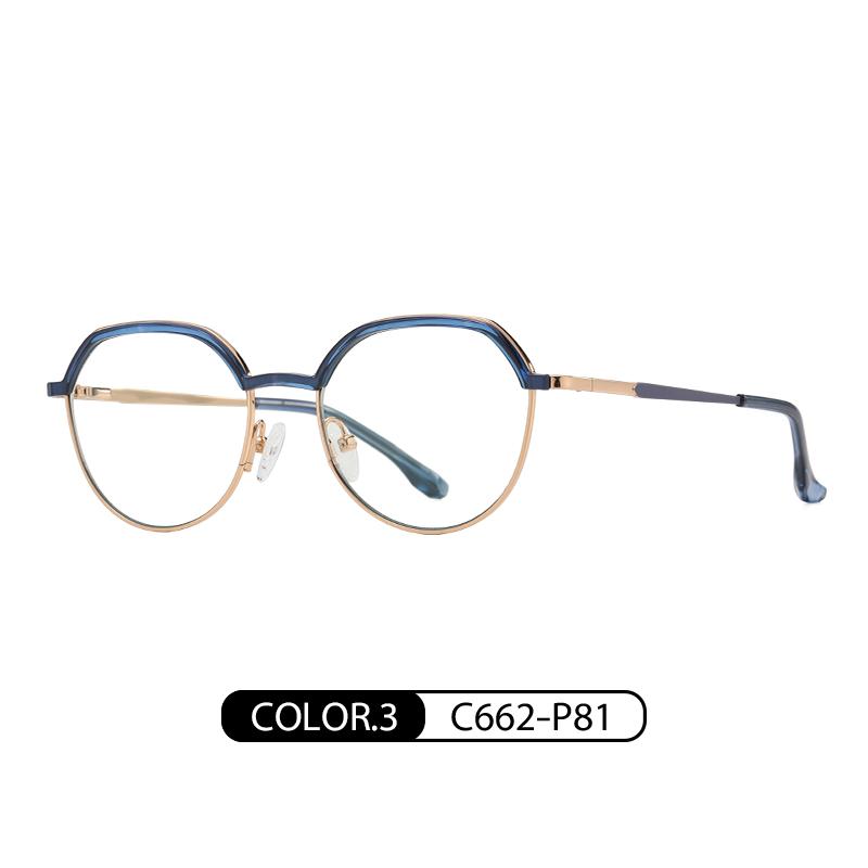 

Women Stylish Round Blue Light Blocking Computer Glasses Without Degrees Female Alloy Eyewear Spectacles Frames TB3201