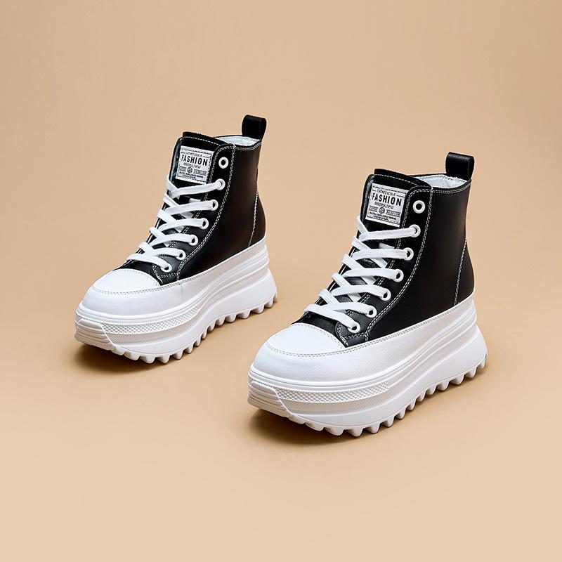 

High-top little white shoes women s 2025 autumn new thick-soled Korean version of versatile casual shoes popular small thick-soled increase 39 чёрный