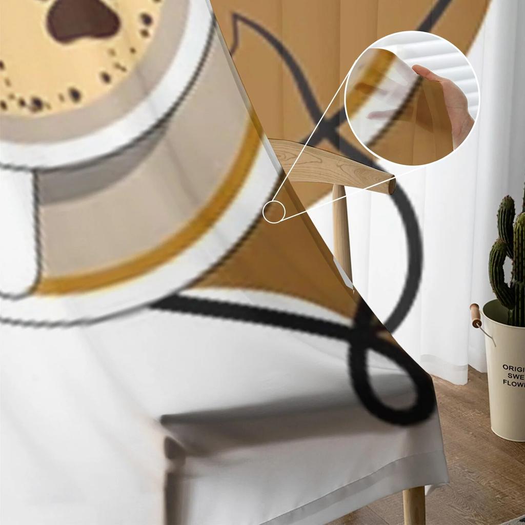 Šálek kávy Průsvitné okenní závěsy do obývacího pokoje ložnice moderní voálové tylové závěsy látkové závěsy do kuchyně