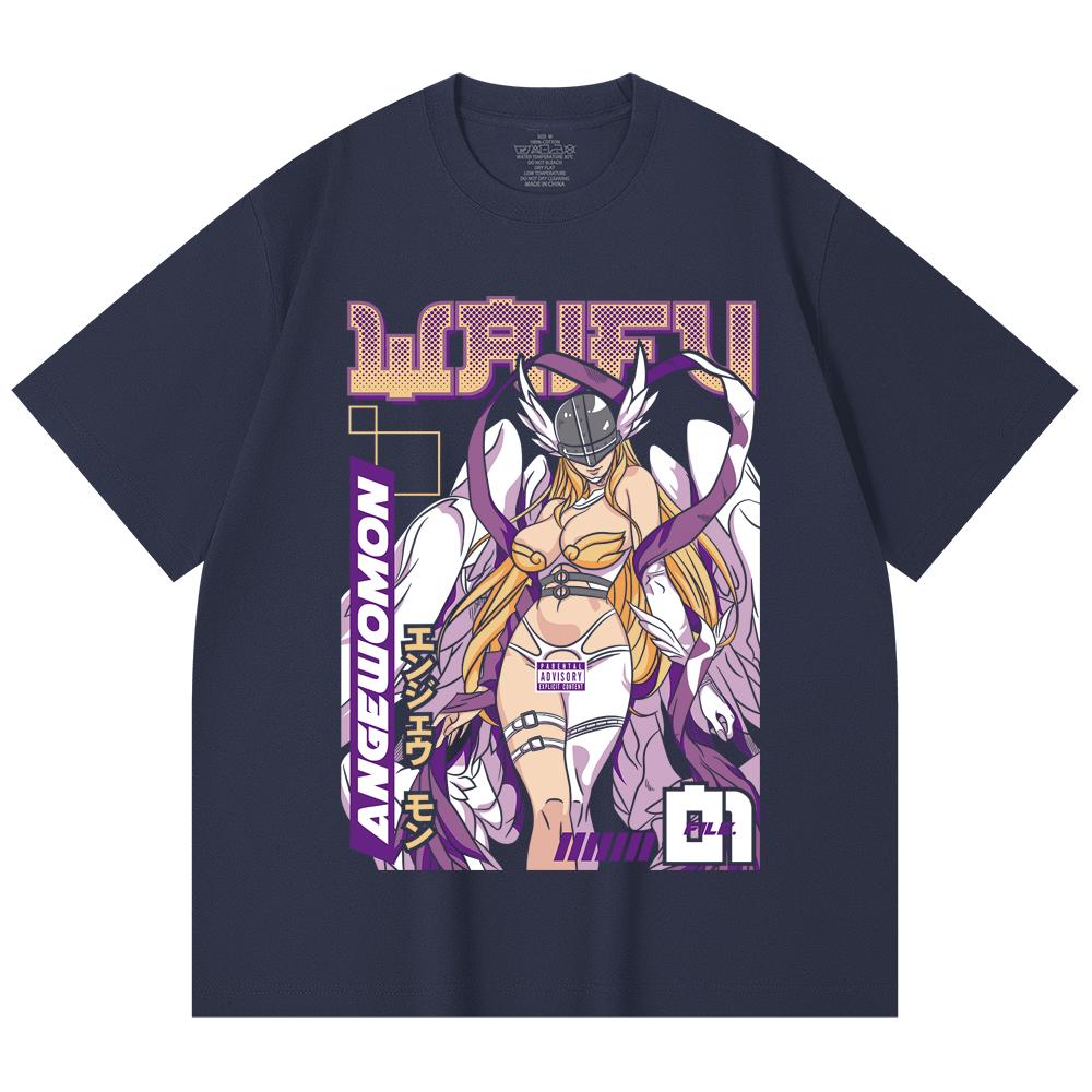 230 Gsm 100% Cotton Digimon V9 Angewomon Waifu Print Unisex Heavy Cotton T Shirt